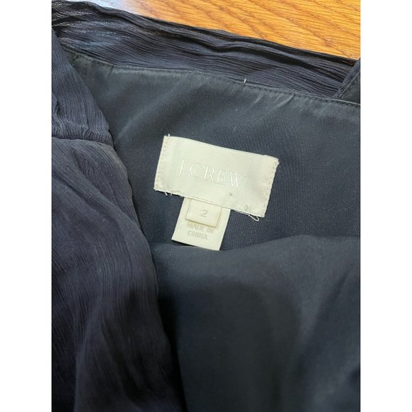 J Crew Half Shoulder Cocktail Dress Black Silk Mini Fit Size 2 - Picture 2 of 4